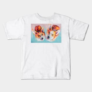 Conceptual abstract painting of a welsh corgi pembroke muzzle. Kids T-Shirt